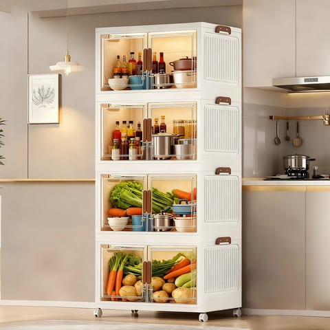 Large capacity Storage Cabinet Transparent Door Plastic Storage Cabinet Storage