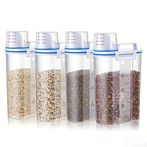 Plastic Food Storage Containers with Measuring Cups BPA free Grain Storage Cans