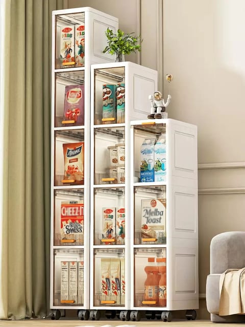 Slim Storage Drawers with Wheels for Narrow Spaces Rolling Plastic Organizer