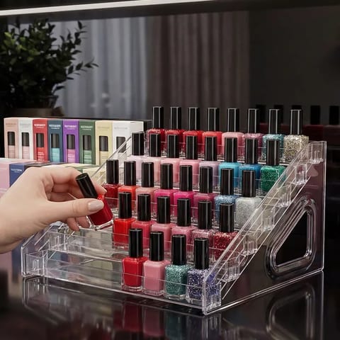High Clear Plastic Modern Portable Single Tier Nail Polish Rack Desktop