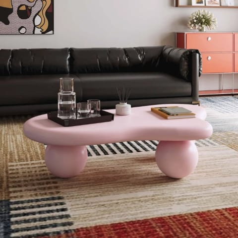 Nordic Minimalist Elegant Cream White Coffee and Tea Table Unique Black Ball