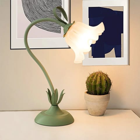 Retro Floral Bedside Lamp E26 Bulb Dimmable 3 Color Reading Light Adjustable