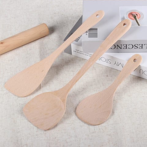 Wooden Beech Spatula for Cooking, Teak Spatulas for Kitchen Use Utensils Set of