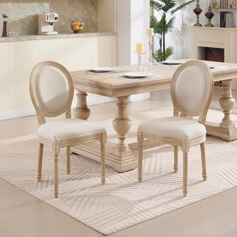Stackable Wedding Dining Chair Set of 2 Round Back Upholstered Vintage Wooden