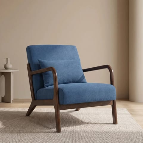 Wooden Arm Chair Velvet Nordic Modern Living Room Single Sofa Chair Café Hotel