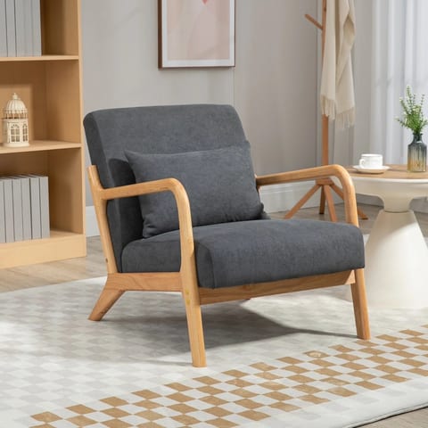 Lazy Wooden Velvet Chair Modern Living Room Sofa Restaurant Luxury Nordic Arm