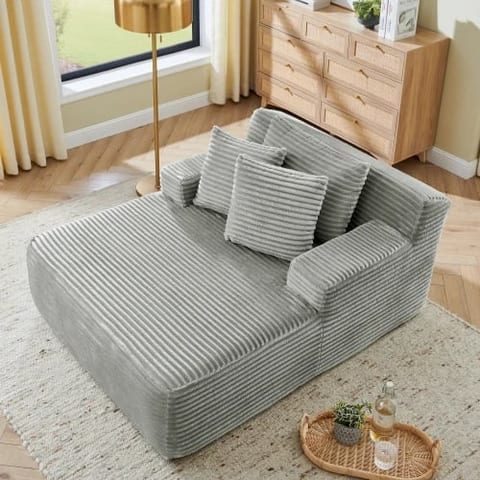Corduroy Boneless One-Seater Chaise Lounge Deep Seat 180 90 80cm Oversized