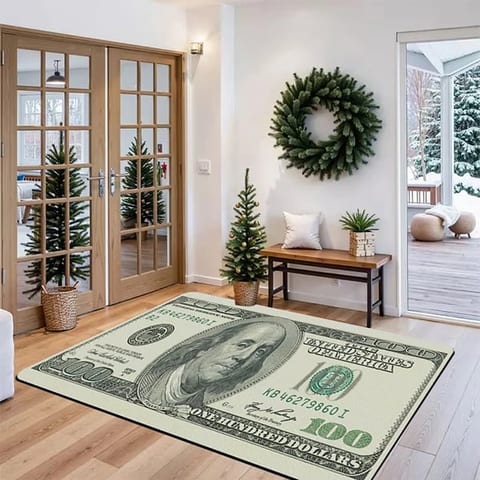 Quick Drying Diatomaceous Earth Bath Mat Anti-Slip Rubber Backed Money Print