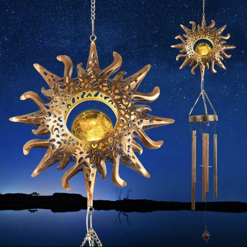 Sun-shaped Wind Chimes, Solar Lights Outdoor, Garden Decor, Mothers Day Gifts