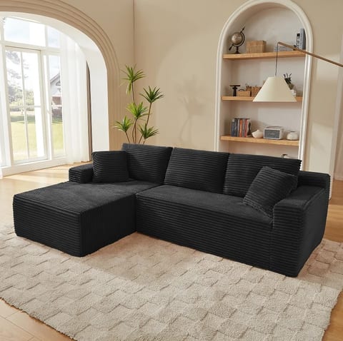 OE HOME Modern L-Shape Cloud Sectional Compressed Sofa Deep Seat Modular