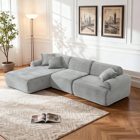 Modular Convertible Sectional Sofa Set Boneless Design Compressed for Apartment