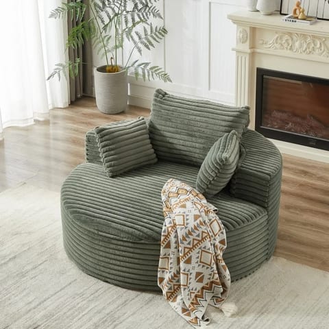 Oversized Round Lounge Chair With Cushions Large Sofa Curved Accent Leisure