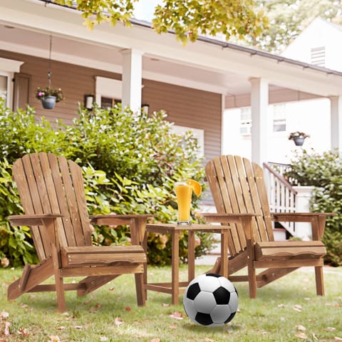 Modern Eco-Friendly Durable Oak Solid Wood Outdoor Folding Adirondack Chair Set