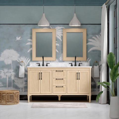 60 Inch Double Sink 48 Inch Single Sink Washstand Large Storage Fully Assembled