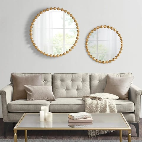 Beaded Round Framed Frameless Glass with Metal for Bathroom Decor Home