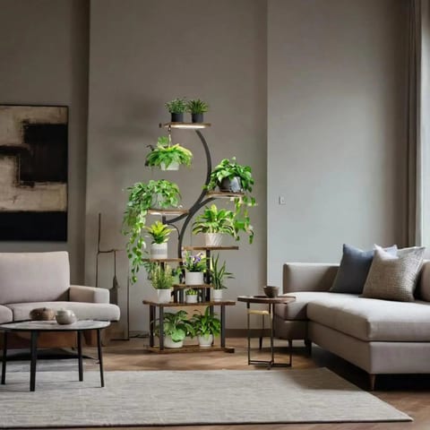 Modern Eco-Friendly & Durable 8-Tiered 61" Tall MDF Plant Stand with Grow