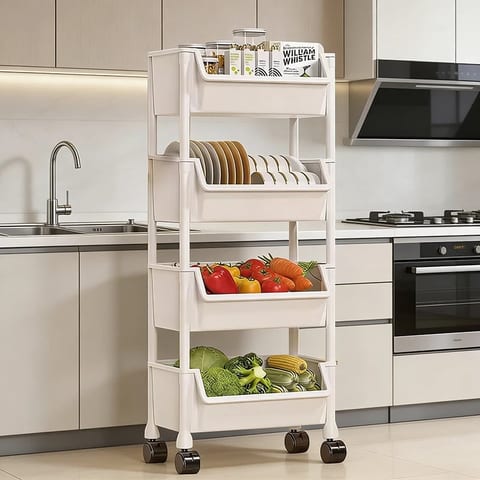Multifunctional storage cart suitable for office living room kitchen plastic