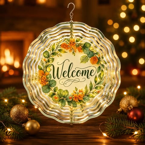 Sublimation Blanks 3D Snowflake Iron Wind Chime Laser Cut Metal Rotating Garden