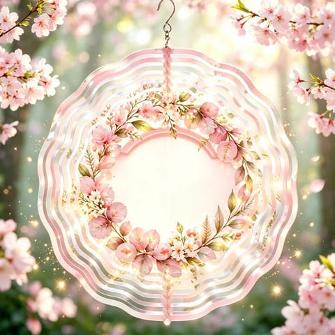 Elegant Cream Ivory & Gold Snowflake UV Printed Heart-Shaped Iron Wind Chime