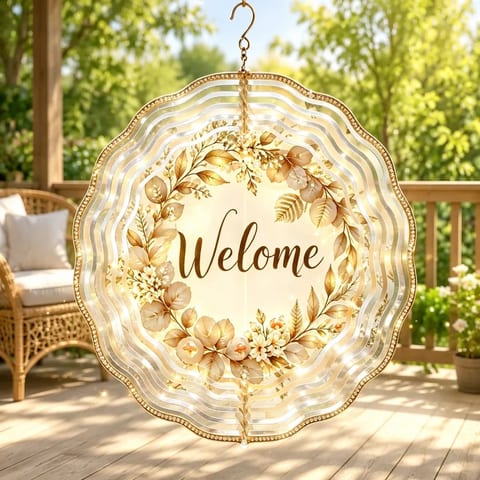 Luxury Gold Snowflake UV Printed Heart-Shaped Iron Wind Chime 5-Tube Premium