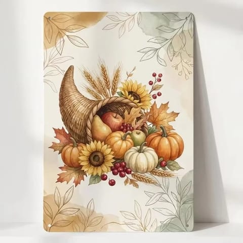 Autumn Maple Leaves All Saints' Day Iron Wall Art 20x30cm Warm Orange