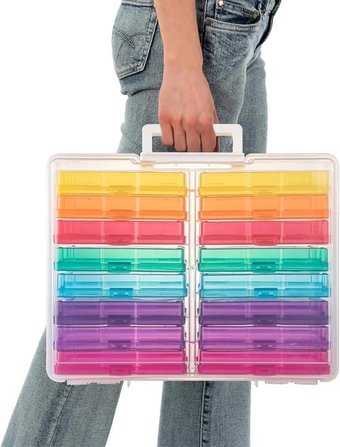Colorful Plastic Storage Box Novelty Photo Organizer with Handle for Paper