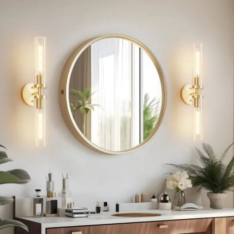 Wall Sconces Set Two Hardwired Gold Living Room Sconces LED Touch Control