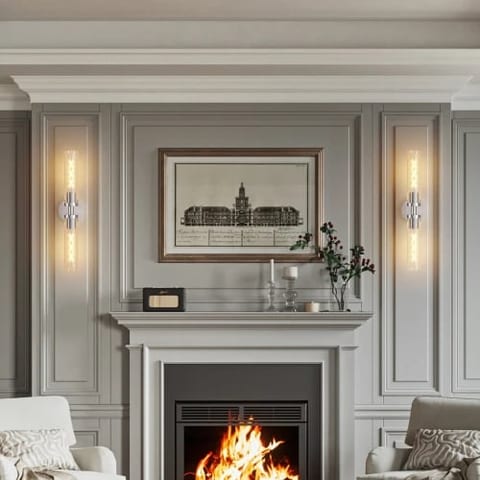 Wall Sconces Set 2 Hardwired Brushed Nickel LED Touch Control Dimmable Iron