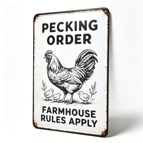 Rooster Chicken Metal Tin Sign Retro Cluck Around and Find Out Wall Decor for