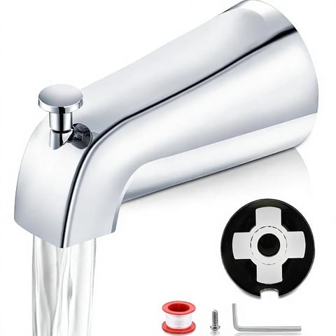 US Warehouse Chrome Bathtub Spout with Diverter Slip on Tub Faucet Replacement