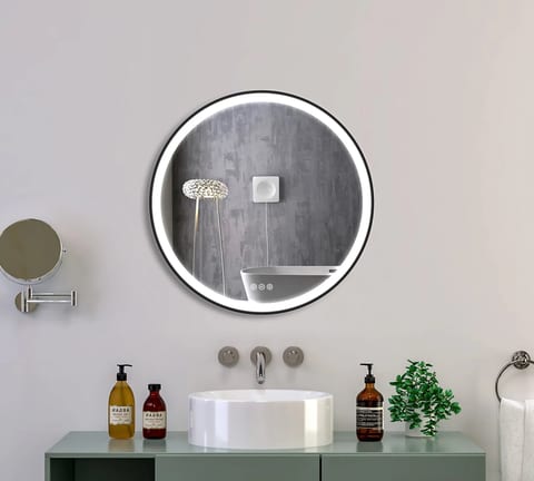 USA Round Gold Framed LED Mirror for Bathroom