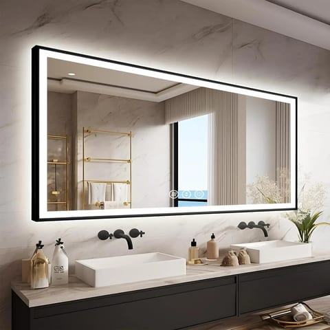 USA Framed Rectangle Smart LED Defogger Touch Switch Bath Mirror
