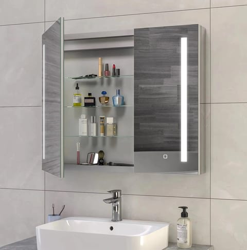 USA Double Door Smart Defogger LED Mirrored Cabinet