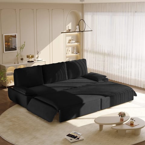 94.5" king size Pull Out Sofa Bed 3-in-1 Convertible Sleeper Sofa