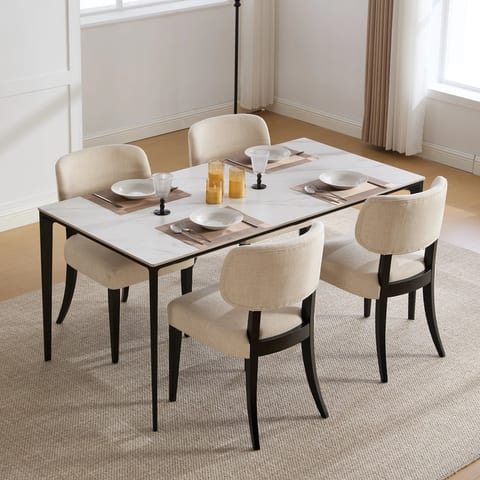 Wooden Dining Chairs Set of 2 Modern Fabric Upholstered Dining Room Chair