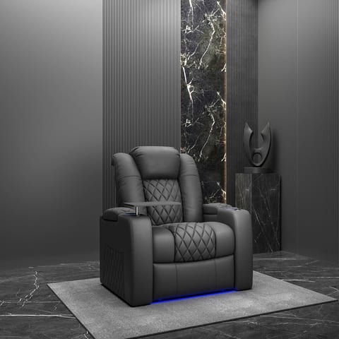 Home Theater Seating Top Grain Leather Movie Theater Sofa Power Recliner with