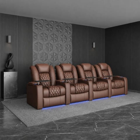 Durable Breathable Leather 4-seater Zero-Gravity Recliner Sofa Set Memory Foam