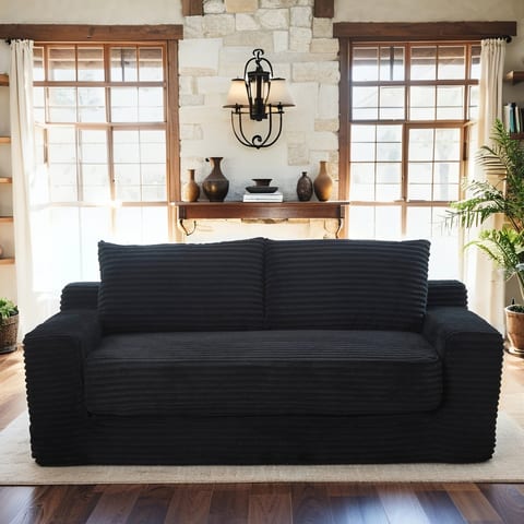 Memory Foam Compression Sofa for Living Room,Corduroy Fabric - Compact Couch