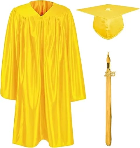 Shiny Kindergarten & Preschool Graduation Gown Cap Set with 2025 Tassel