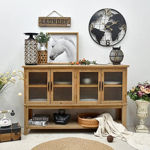 INNOVA Natural Durable Eco-Friendly Artistic Wooden Storage Buffet Sideboards