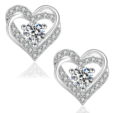 USA Luxury Moissanite Stud 0.6ct Heart VVS Lab Diamond GRA 14K Gold Plated