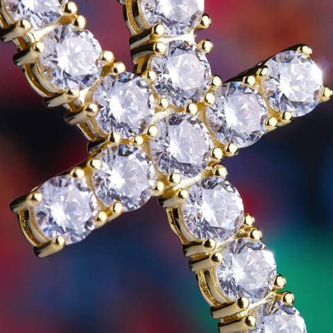 Cross Necklace Men Women Crucifix Charm Hip Hop Jewelry Gifts 14K Gold Plated