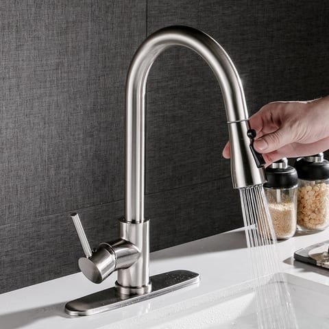 Pull-out Hot And Cold Household Kitchen And Dishwashing Brushed Copper Sink