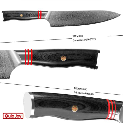 Qulajoy VG10 Chef Knife, 67-Layers Japanese Damascus Knife, 8 Inch Kitchen