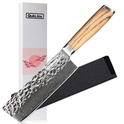 Qulajoy Nakiri Chef Knife 6.5 Inch - Professional Japanese 67 Layers Damascus