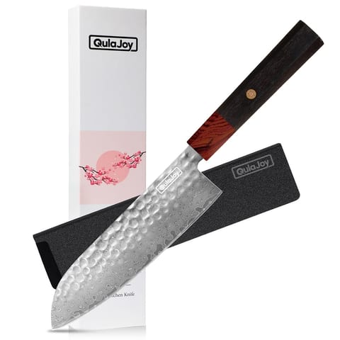 Qulajoy 8 Inch Chef Knife - Japanese Damascus VG-10 Super Steel Hammered
