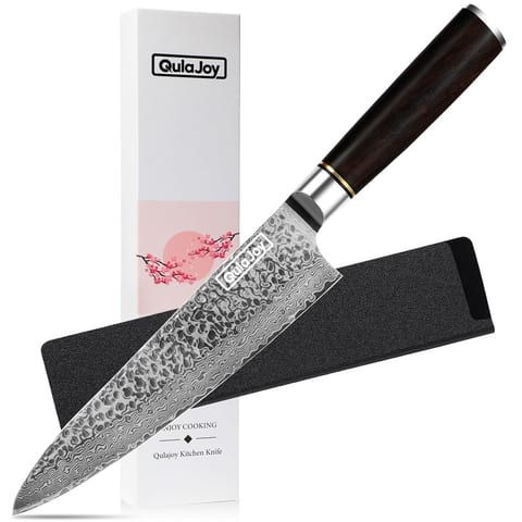Qulajoy 7 Inch Santoku Knife- Ultra Sharp Japanese 67 Layers Damascus VG-10