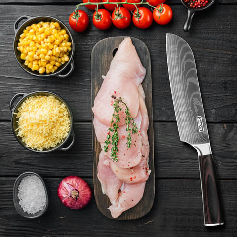 Qulajoy Santoku Knife, High Carbon Stainless Steel Chef Knife Japanese Kitchen