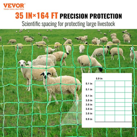 VEVOR Electric Fence Netting, 35 H X 164inch L, PE Net Fencing With Posts &