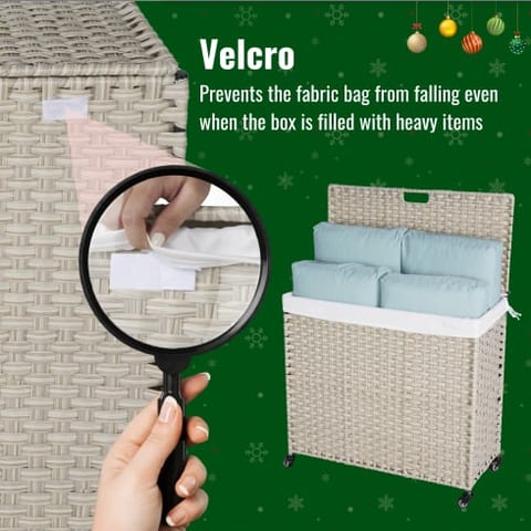 Laundry Hamper With Lid PE Rattan Powder Coating Frame Clothes Hampers With 02